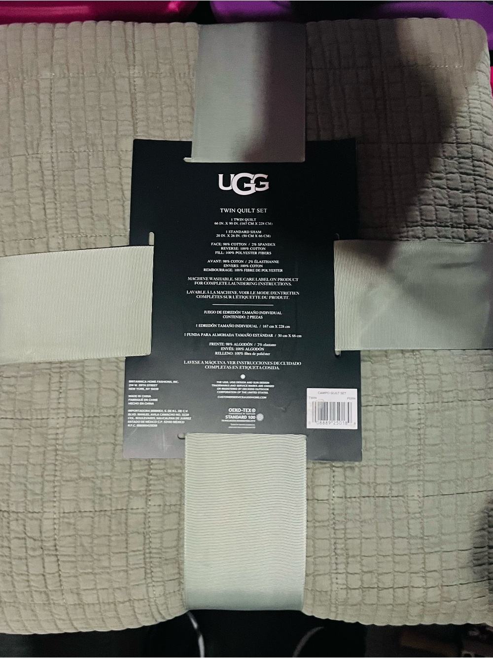 UGG Quilted Twin Quilt in Light Gray